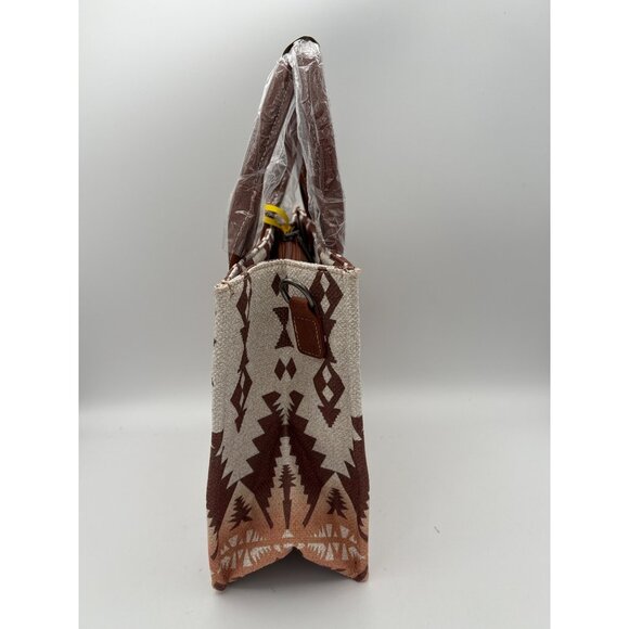 Women’s Wrangler White, Brown, & Orange Patterned Handbag w/ Leather Details - Picture 3 of 5